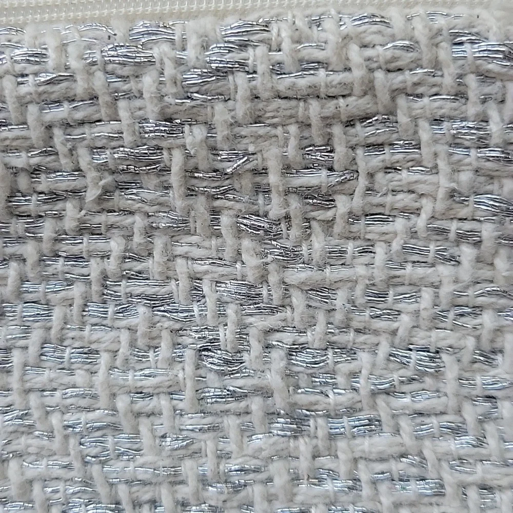 West Elm Hand Crafted Silver Metallic Yarn And Cotton Pillow Cover